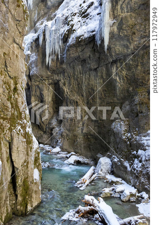 Partnachklamm or Partnach gorge in wintertime 117972949