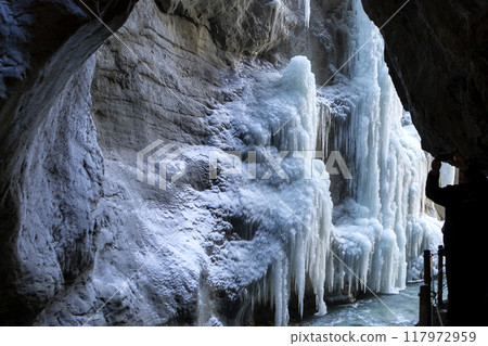 Partnachklamm or Partnach gorge in wintertime 117972959