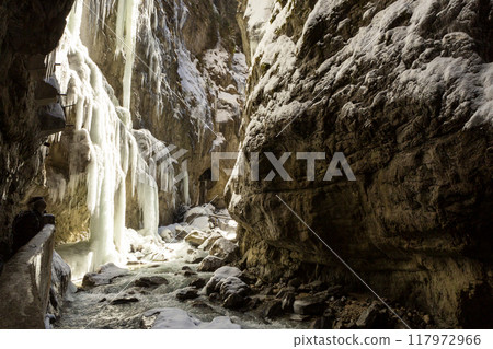 Partnachklamm or Partnach gorge in wintertime 117972966