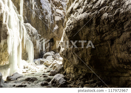 Partnachklamm or Partnach gorge in wintertime 117972967
