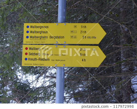 Signs at Wallberg mountain, Bavaria, Germany Signs at Wallberg mountain, Bavaria, Germany 117972998
