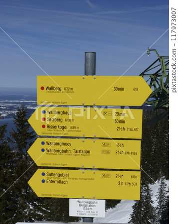 Signs at Wallberg mountain, Bavaria, Germany Signs at Wallberg mountain, Bavaria, Germany 117973007