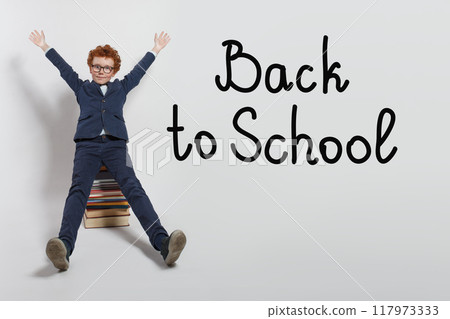 Funny boy is ready to back to school Funny boy is ready to back to school 117973333