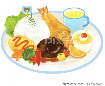 Cute children's lunch illustration Cute children's lunch illustration 117973620