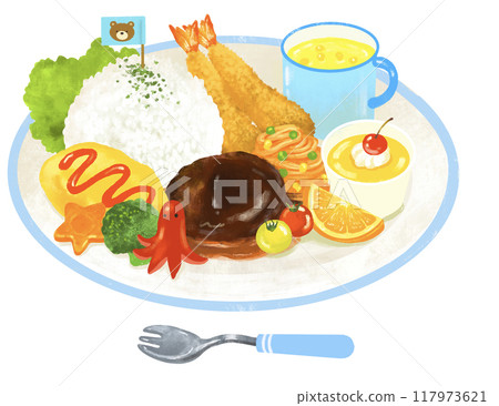 Cute children's lunch illustration 117973621