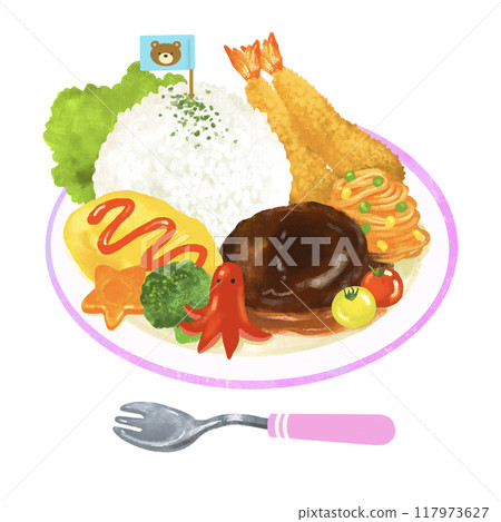 可愛的孩子午餐插畫 117973627