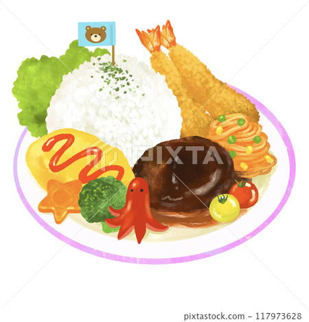 可愛的孩子午餐插畫 117973628