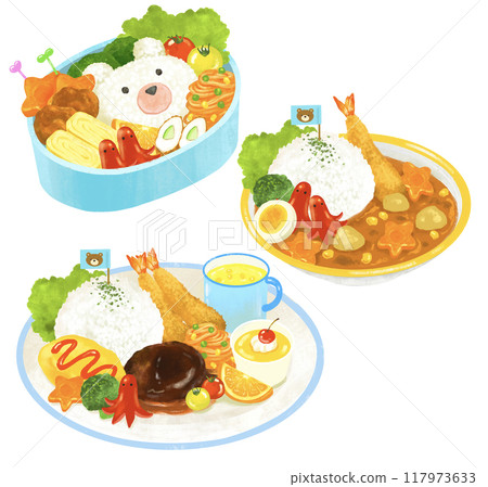 兒童午餐、人物便當、兒童咖哩插畫集 117973633