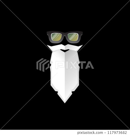 Christmas hipster poster for party or greeting card. Vector illustration. Santa Hipster Claus isolated on black background. vector merry Christmas paper style art design template 117973682