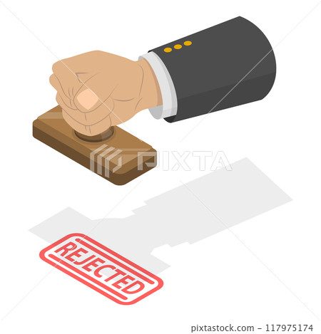 3D Isometric Flat Vector Illustration of Approved And Rejection Stamps , Paper Document. Item 1 117975174