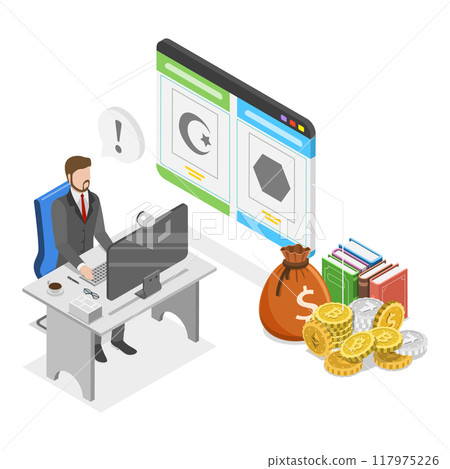 3D Isometric Flat Vector Illustration of Blockchain Digital Technology , NFT Marketplace. Item 1 117975226