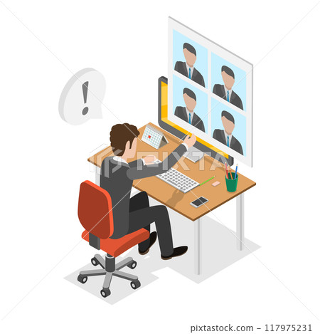 3D Isometric Flat Vector Illustration of Entry Permission, Visa Application Approval. Item 3 117975231