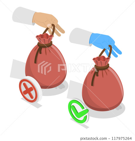 3D Isometric Flat Vector Illustration of Home Waste Disposal, Garbage Separation and Recycling. Item 3 117975264