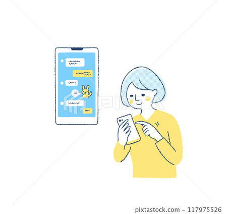 Woman using a smartphone messaging app Woman using a smartphone messaging app 117975526