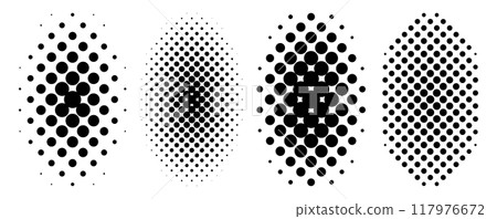 Halftone oval vertical black set 117976672