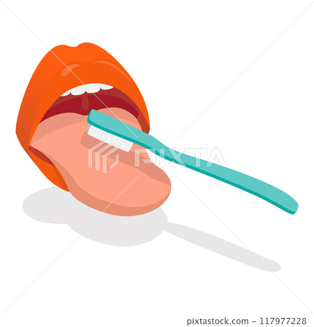 3D Isometric Flat Vector Illustration of Teeth Cleaning , Oral Hygiene. Item 2 3D Isometric Flat Vector Illustration of Teeth Cleaning , Oral Hygiene. Item 2 117977228