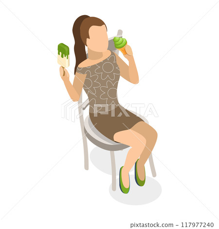3D Isometric Flat Vector Illustration of Organic Japanese Food, Different Tasty Matcha Meals. Item 2 3D Isometric Flat Vector Illustration of Organic Japanese Food, Different Tasty Matcha Meals. Item 2 117977240