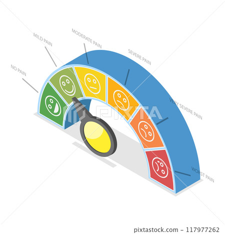 3D Isometric Flat Vector Illustration of Pain Level Chart, Emoticons Mood Scale. Item 2 3D Isometric Flat Vector Illustration of Pain Level Chart, Emoticons Mood Scale. Item 2 117977262
