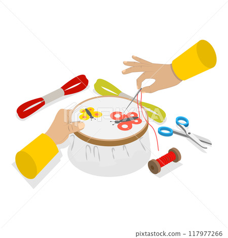 3D Isometric Flat Vector Illustration of Creative Workshop, Art Crafts Class. Item 4 3D Isometric Flat Vector Illustration of Creative Workshop, Art Crafts Class. Item 4 117977266