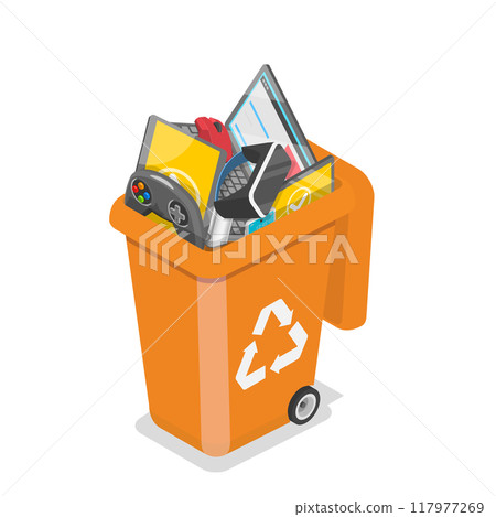 3D Isometric Flat Vector Illustration of Waste Management, Sorting Garbage. Item 6 117977269