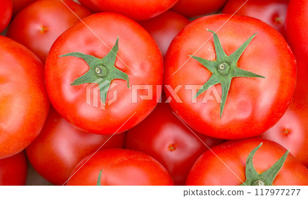 Close up photo of organic tomatoes, selective focus. 117977277