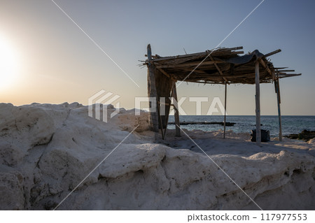 Rocky coast and a shed, Djerba, Tunisia Rocky coast and a shed, Djerba, Tunisia 117977553
