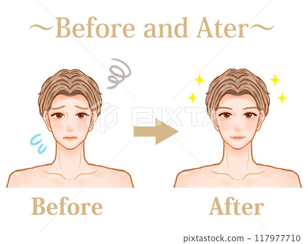透過男性美學變美的帥氣成年男子前後插畫素材 117977710