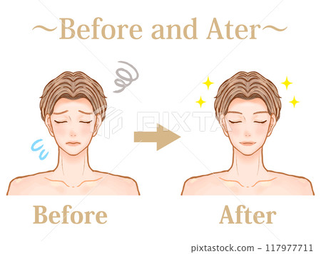 透過男性美學變美的帥氣成年男子前後插畫素材2 117977711