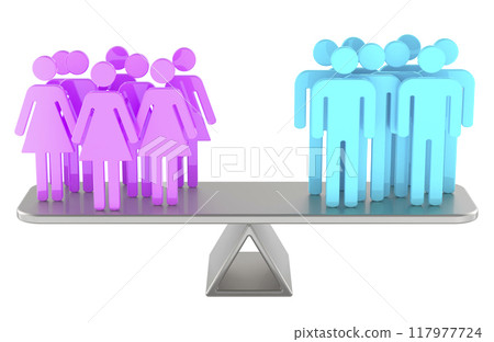 Gender Equality, concept. Equality between men and women. 3D rendering 117977724