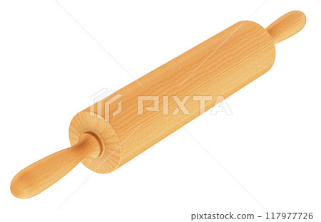 Kitchen Wood Roller. Wooden rolling pin, 3D rendering 117977726