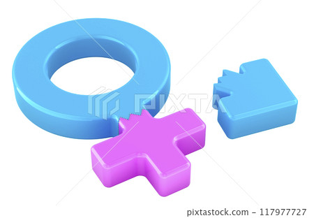 Male to female transition surgery. Gender transition, concept. 3D rendering Male to female transition surgery. Gender transition, concept. 3D rendering 117977727