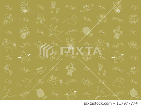 New Year's pattern line drawing illustration_gold 117977774