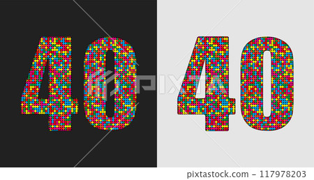 Bubble number - 40. Glitter figure of colored dots Bubble number - 40. Glitter figure of colored dots 117978203