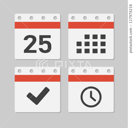 Icon page calendar - 25 day, agenda, timer, done 117978216