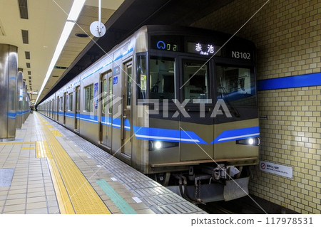 Nagoya Municipal Subway Tsurumai Line N3000 series train parked at Marunouchi Station 117978531