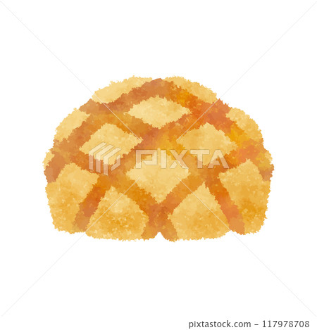 美味的哈密瓜麵包_手繪蠟筆觸感 117978708