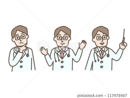 醫生擺出各種姿勢 醫生擺出各種姿勢 117978987