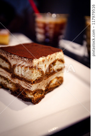 Tiramisu at a stylish cafe on your day off 117979516