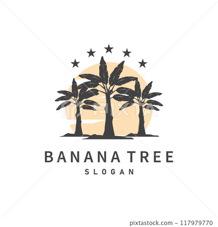 Banana Tree Logo, Banana Tree Simple Silhouette Design, Plant Icon Symbol Vector Illustration 117979770