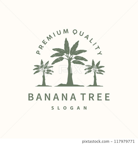 Banana Tree Logo, Banana Tree Simple Silhouette Design, Plant Icon Symbol Vector Illustration 117979771