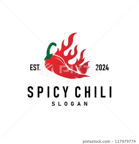 chili logo design illustration template garden plant results as food ingredients hot chili 117979774