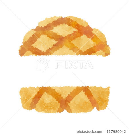 半切哈密瓜麵包_手繪蠟筆觸感 117980042