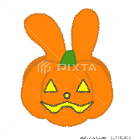 Rabbit-shaped Jack-o'-Lantern illustration 117981892
