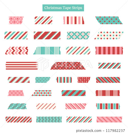 Set of torn tape pieces with Christmas pattern 117982237