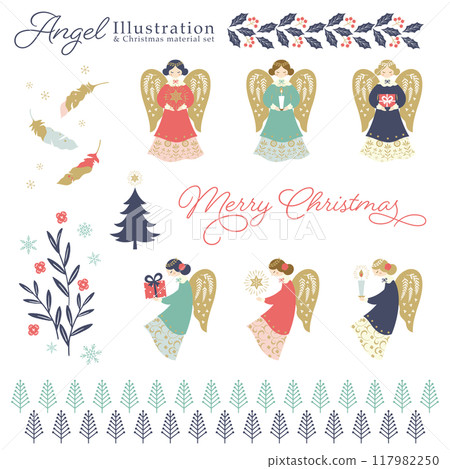 Angel and Christmas material illustration set-1 Angel and Christmas material illustration set-1 117982250
