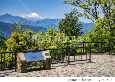5月上旬從近江原台眺望的高尾山頂富士山 5月上旬從近江原台眺望的高尾山頂富士山 117982392