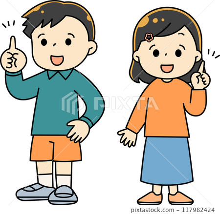 Child giving explanation Child giving explanation 117982424