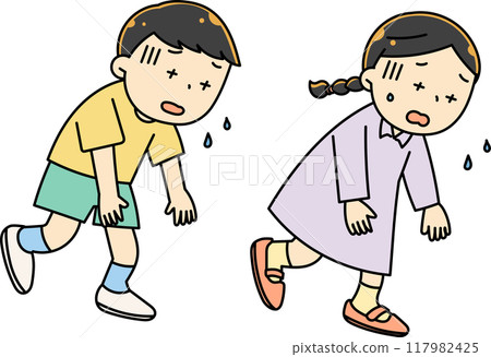 孩子疲倦的姿勢 孩子疲倦的姿勢 117982425
