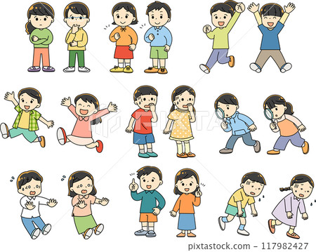 Set of children in various poses 117982427
