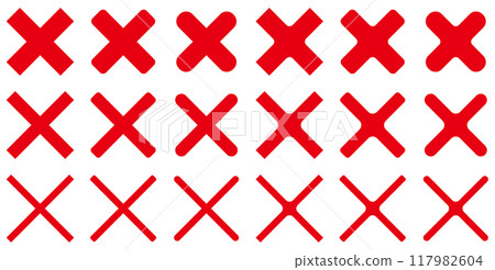 Vector illustration set of various shapes of cross marks 117982604